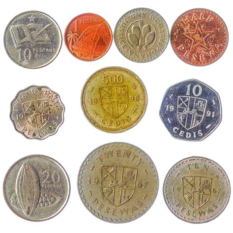 10 Different Ghanaian Coins from West Africa – Ghana. African Old Money ...