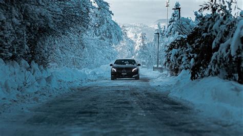 Download wallpaper 1920x1080 mercedes, car, black, road, snow, winter ...