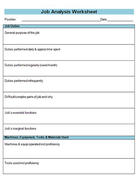 FREE 11+ Sample Job Analysis Templates in Excel | Google Docs | MS Word ...