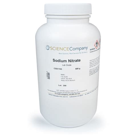 Lab Grade Sodium Nitrate, 500g for sale. Buy from The Science Company.