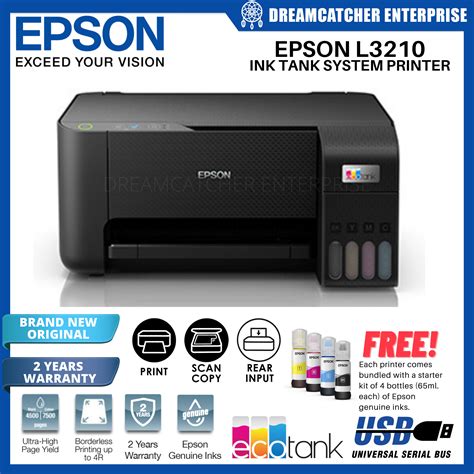 Epson L3210 EcoTank InkJet Ink Tank System Printer 3 in 1 Scan Copy ...