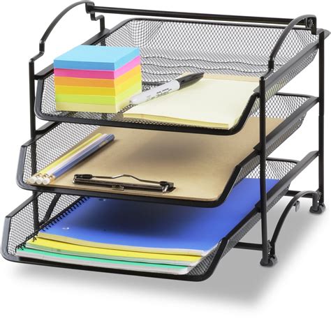 SimpleHouseware 3 Tier Stackable Desktop Document Letter Tray Organizer ...