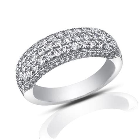 1.00 ct Pave Set Round Cut Diamond Wedding Band Ring