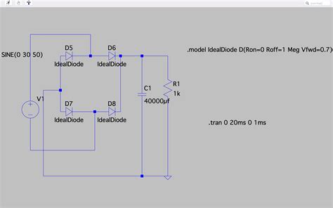 Why is this ideal diode bridge rectifier simulation in LTSpice not ...