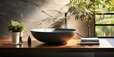 Premium AI Image | a brushed stainless steel bathroom sink with a white ...