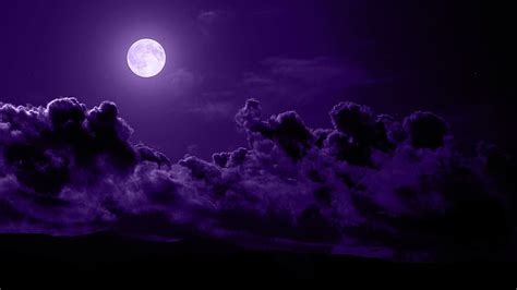 Moon In Dark Purple Black Cloudy Sky Background Dark Purple, HD ...