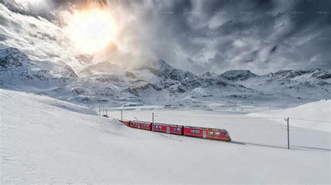 Bernina Express Train - Stock Photos | Motion Array