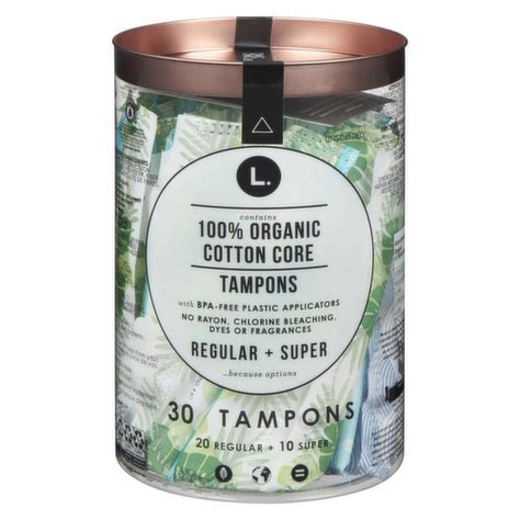 L. - Organic Cotton Tampons, Regular and Super - Save-On-Foods