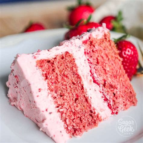 Fresh Strawberry Cake With Strawberry Buttercream | Sugar Geek Show