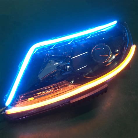 60cm Daytime Running Lamps Blue Flowing Yellow Led Day Light For Nissan ...