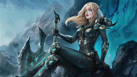 fantasy art, blonde, female warrior, axes, artwork, fantasy girl, HD ...