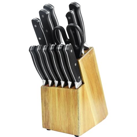 Chef Knife Block Set, 13pcs Professional Stainless Steel Kitchen Knife ...