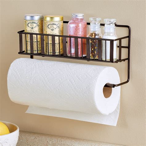 Space-Saving Wall-Mounted Metal Paper Towel Holder with Shelf ...