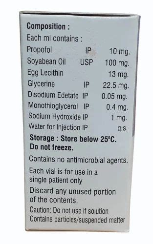 Propofol Injection, 20ml at Rs 80/vial in New Delhi | ID: 2852130135533