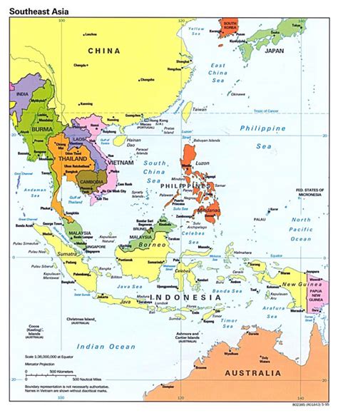 Detailed political map of Southeast Asia with capitals and major cities ...