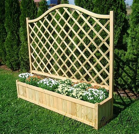 Wooden Garden Double Flower Planter With Trellis for Climbing Plant ...