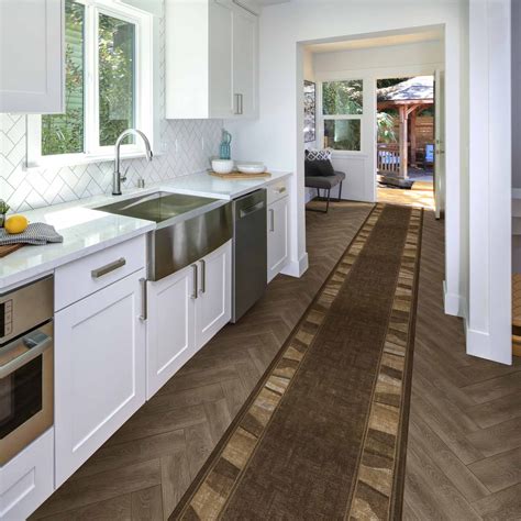 Alba Dark Brown Kitchen Carpet Runners | Runrug