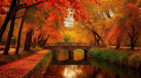 An Autumn Bridge In An Outdoor Scene Background, Beautiful Picture Of ...