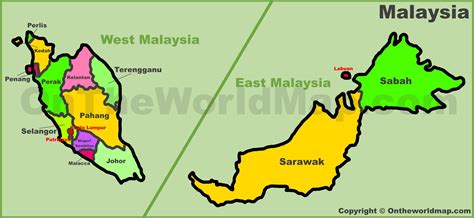 Malaysia states map - Ontheworldmap.com