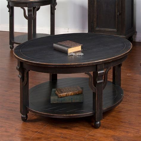 Distressed Black Round Coffee Table by Sunny Designs | FurniturePick