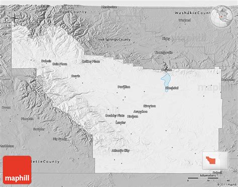 Gray 3D Map of Fremont County