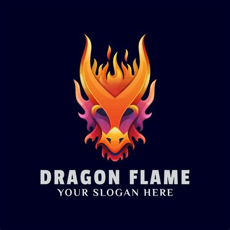 colorful dragon flame logo illustration vector template for background ...