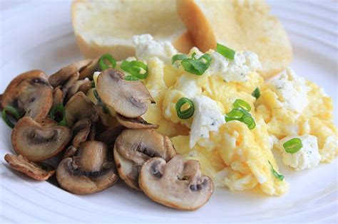 Scrambled Eggs with Sauteed Mushrooms and Boursin - Only An Apron ...