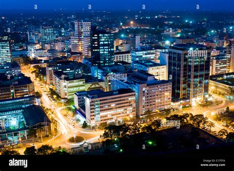 Aerial view of city at night looking northeast nairobi kenya Stock ...