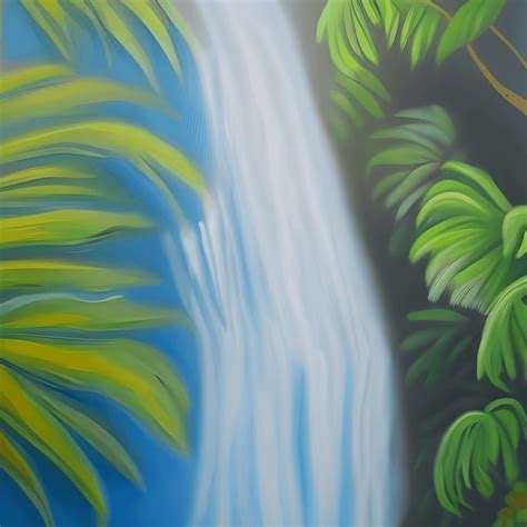 Oil Painting Tropical Waterfall · Creative Fabrica