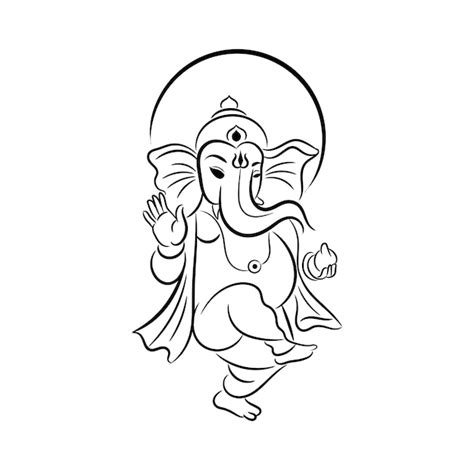 Premium Vector | Lord Ganesha hand draw outline vector