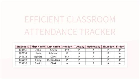 Efficient Classroom Attendance Tracker Excel Template And Google Sheets ...