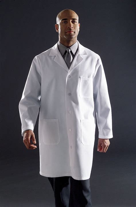 Sim Supply MDT12WHT52E Sim Supply Collared Lab Coat, White, Unisex, 39 ...