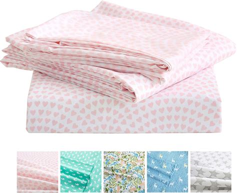 Amazon.com: Vonty Kids Bed Sheets Twin Pink Heart Printed Sheets for ...