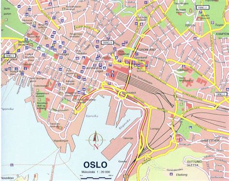 Large detailed map of Oslo city center. Oslo city center large detailed ...