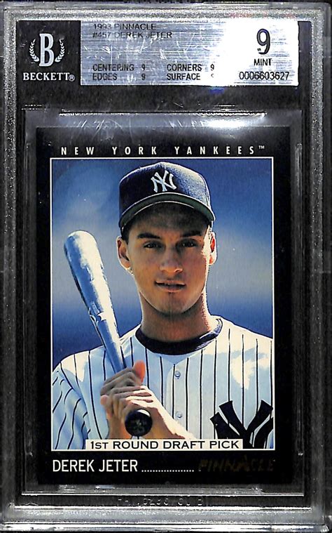 Lot Detail - 1993 Pinnacle Derek Jeter #457 Rookie Card Graded BVG 9 Mint