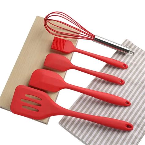 5PCS/Set Silicone Cooking Tool Sets Egg Beater Spatula Oil Brush ...