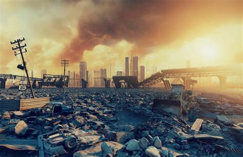 Premium Photo | Ruins of a city apocalyptic landscape