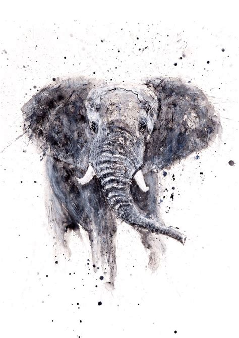 Elephant Painting - Elephant Watercolour - Hand Signed Dated and ...