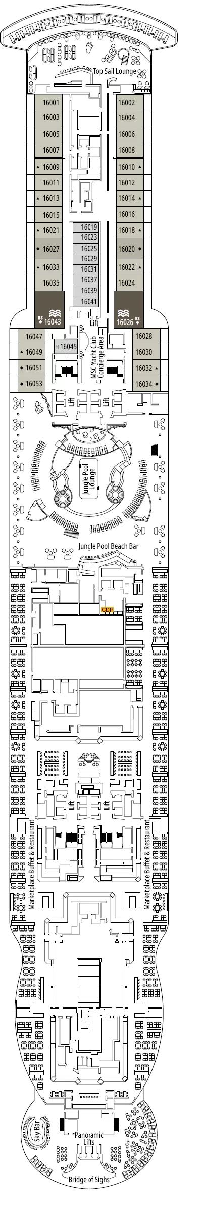 MSC Seascape Deck 16 deck 16 plan | Cruisedeckplans.com