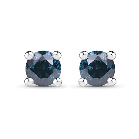 Blue Diamond Earrings Blue Diamond Silver Stud Earrings - Etsy