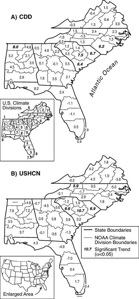 Climate divisions of the southeast United States, linear precipitation ...