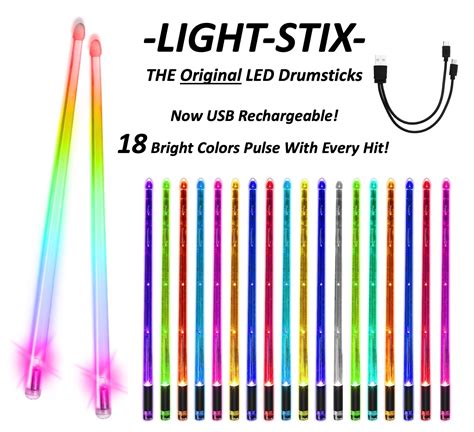 Color Changing LED Drum Sticks Light Up USB NEW Now USB Rechargeable ...