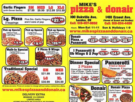 Mike's Pizza & Donair White Oaks menus in London, Ontario, Canada