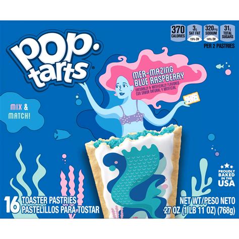 Pop-Tarts Mer-Mazing Blue Raspberry Breakfast Toaster Pastries, 27 oz ...