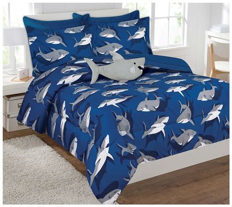 Fancy Collection 6 Pc Kids / teens Boys Shark Blue Grey Design Luxury ...