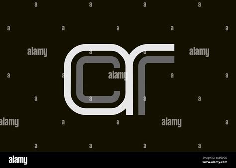 black and white line CR C R letter logo alphabet combination for icon ...