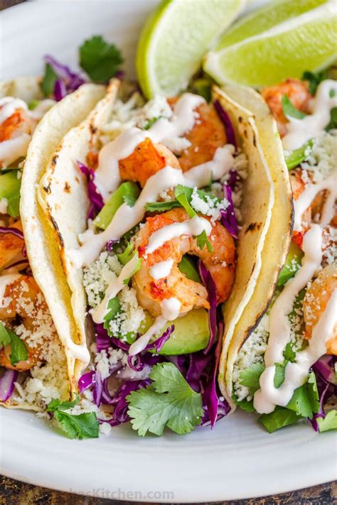 Shrimp Tacos are loaded with shrimp, cabbage, avocado, cotija, cilantro ...