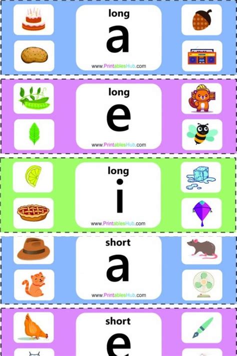 Free Printable Vowels Charts for kindergarten & preschool with pictures ...