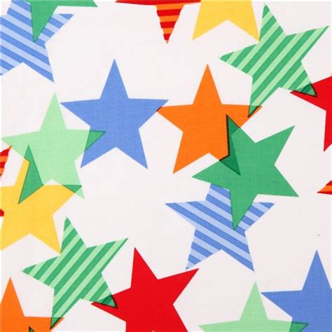 white stars fabric 'Stars-A-Lined' Primary by Michael Miller USA Fabric ...