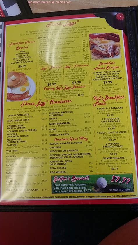 Menu at Breakfast House restaurant, Myrtle Beach